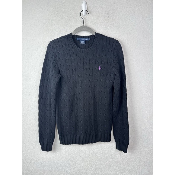 Ralph Lauren Sweaters - Ralph Lauren Sport Black Cable Knit Sweater Women's L Old‎ Money Quiet Luxury